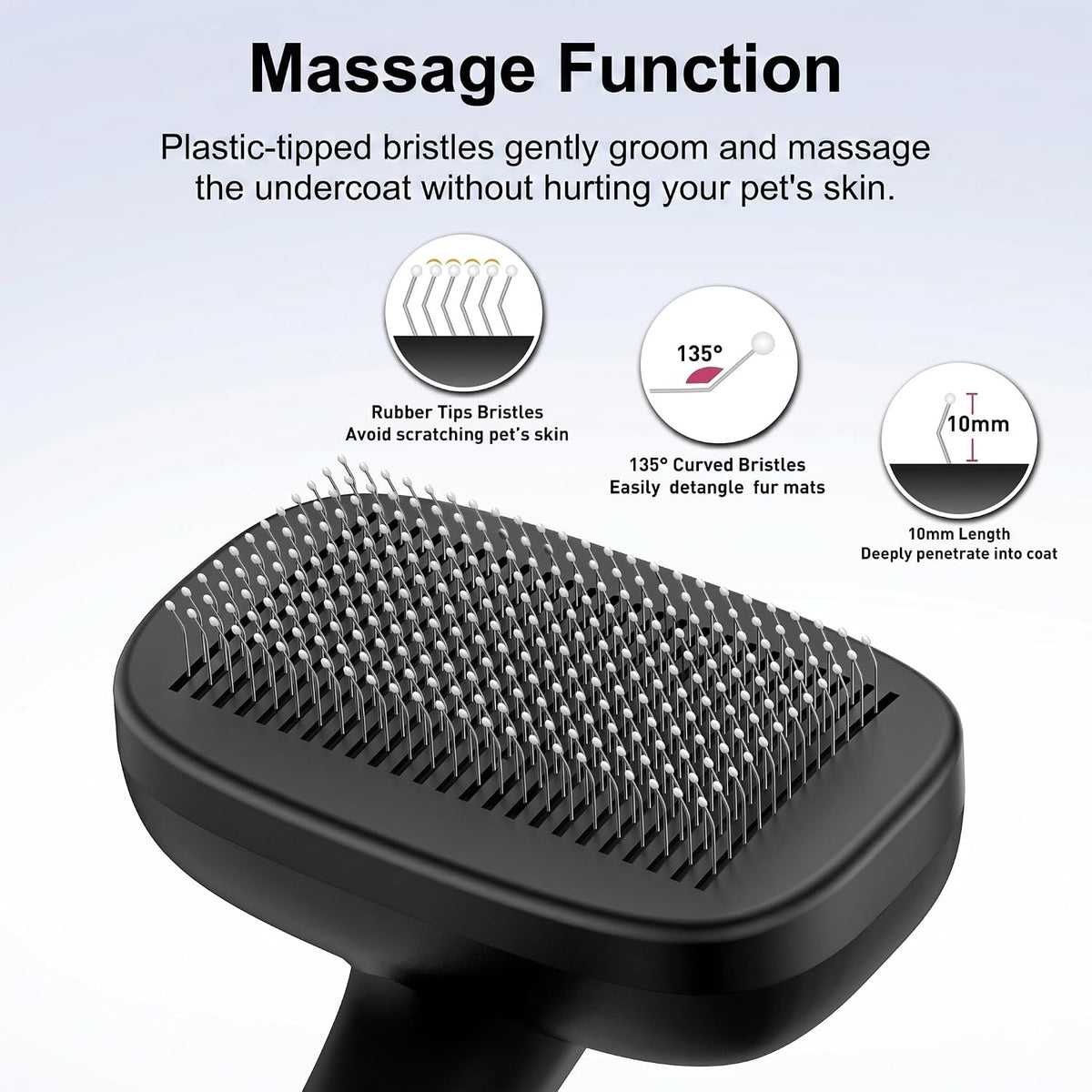 Self Cleaning Slicker Brush for Dog and Cat Shedding, Black