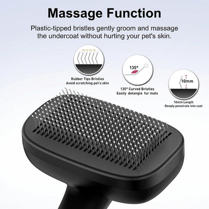 Self Cleaning Slicker Brush for Dog and Cat Shedding, Black
