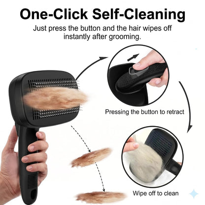 Self Cleaning Slicker Brush for Dog and Cat Shedding, Black